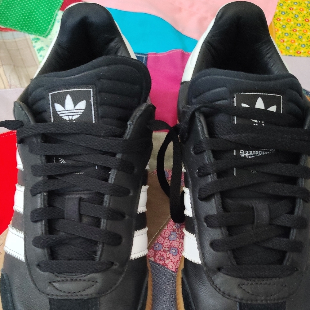 Samba XLG Sadidas Black Leather & Suede Sneakers with White Stripes and Gum Sole - Picture 3 of 11
